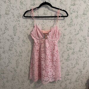 For Love and Lemons Lace Dress Pink Size Small